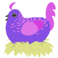 A blurple and orchid chicken with a half-lace pattern