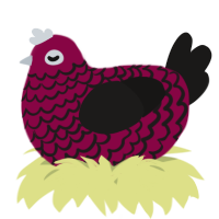 A maroon and sable chicken with a lace pattern