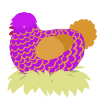 A amethyst and orange chicken with a lace pattern