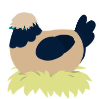 Merly, a beige and tumblr chicken with a head pattern