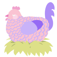 A rose and lilac chicken with a lace pattern