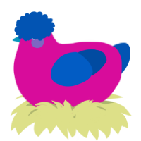 A fuchsia and ultramarine chicken