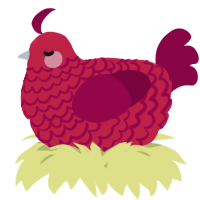 A crimson and maroon chicken with a lace pattern