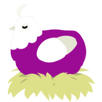 A plum and white chicken with a head pattern