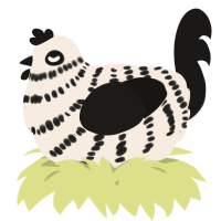 A cream and sable chicken with a bar pattern