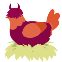 A maroon and vermilion chicken with a head pattern