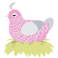 A pink and mist chicken with a lace pattern