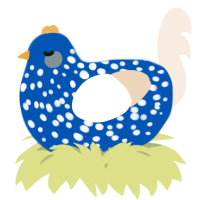 A ultramarine and cream chicken with a speckle pattern