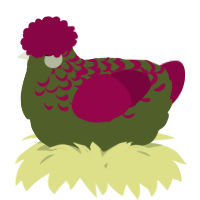 A olive and maroon chicken with a half-lace pattern