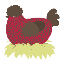 A crimson and bark chicken with a double-lace pattern