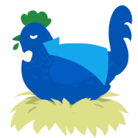 BLUESCREEN, a ultramarine chicken with a half-lace pattern