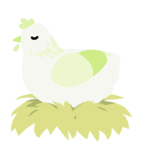 A white and apple chicken with a neck-speckle pattern