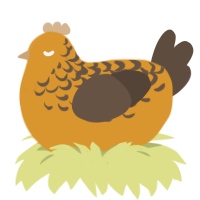kai, a orange and bark chicken with a half-lace pattern