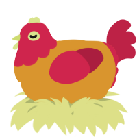 A orange and crimson chicken with a head pattern