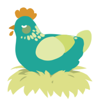 A turquoise and lemon chicken with a neck-speckle pattern