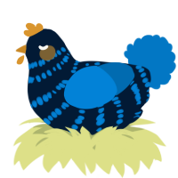 A tumblr and sapphire chicken with a bar pattern