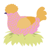 A pink and honey chicken with a lace pattern