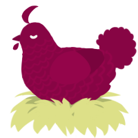 A maroon chicken with a lace pattern