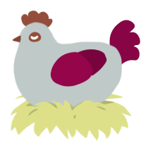 A silver and maroon chicken