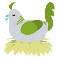 A mist and chartreuse chicken with a neck-band pattern