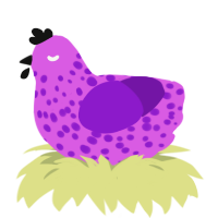 coastal, a orchid and violet chicken with a speckle pattern