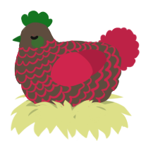 A bark and crimson chicken with a lace pattern