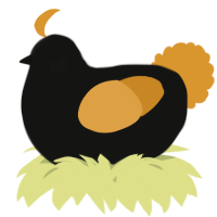 A black and orange chicken