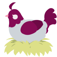A mist and wine chicken with a head pattern