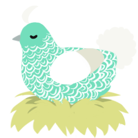 Toothpaste baby, a mint and white chicken with a double-lace pattern