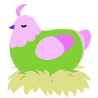 A grass and lavender chicken with a head pattern