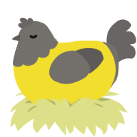 traffic stop, a yellow and grey chicken with a head pattern