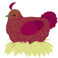 A russet and maroon chicken with a double-lace pattern