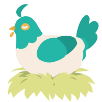 A cream and turquoise chicken with a head pattern