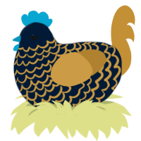 Garion, a tumblr and gold chicken with a lace pattern