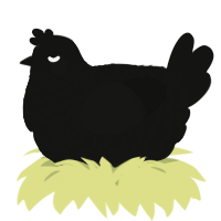 A black chicken with a lace pattern