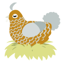 A ochre and silver chicken with a lace pattern