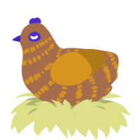 A brown and ochre chicken with a bar pattern