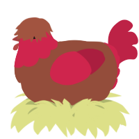 A russet and crimson chicken with a head pattern
