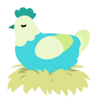 A aqua and apple chicken with a head pattern