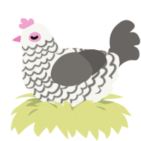Polar Bear Applique, a white and grey chicken with a lace pattern