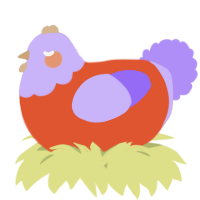 A vermilion and lilac chicken with a head pattern