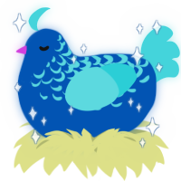A ultramarine and aqua chicken with a half-lace pattern