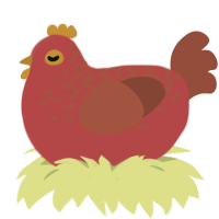 Skora, a red and russet chicken with a half-lace pattern