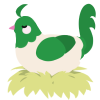 A cream and viridian chicken with a head pattern