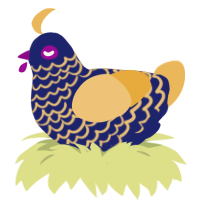 A navy and honey chicken with a lace pattern