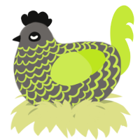 A grey and lime chicken with a lace pattern