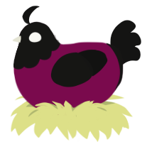 A wine and black chicken with a head pattern