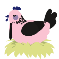 Shes so cute aaaa, a rose and sable chicken with a neck-speckle pattern