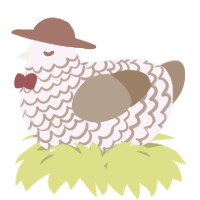 A lavender and brown chicken with a lace pattern