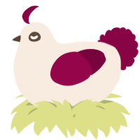 A cream and maroon chicken